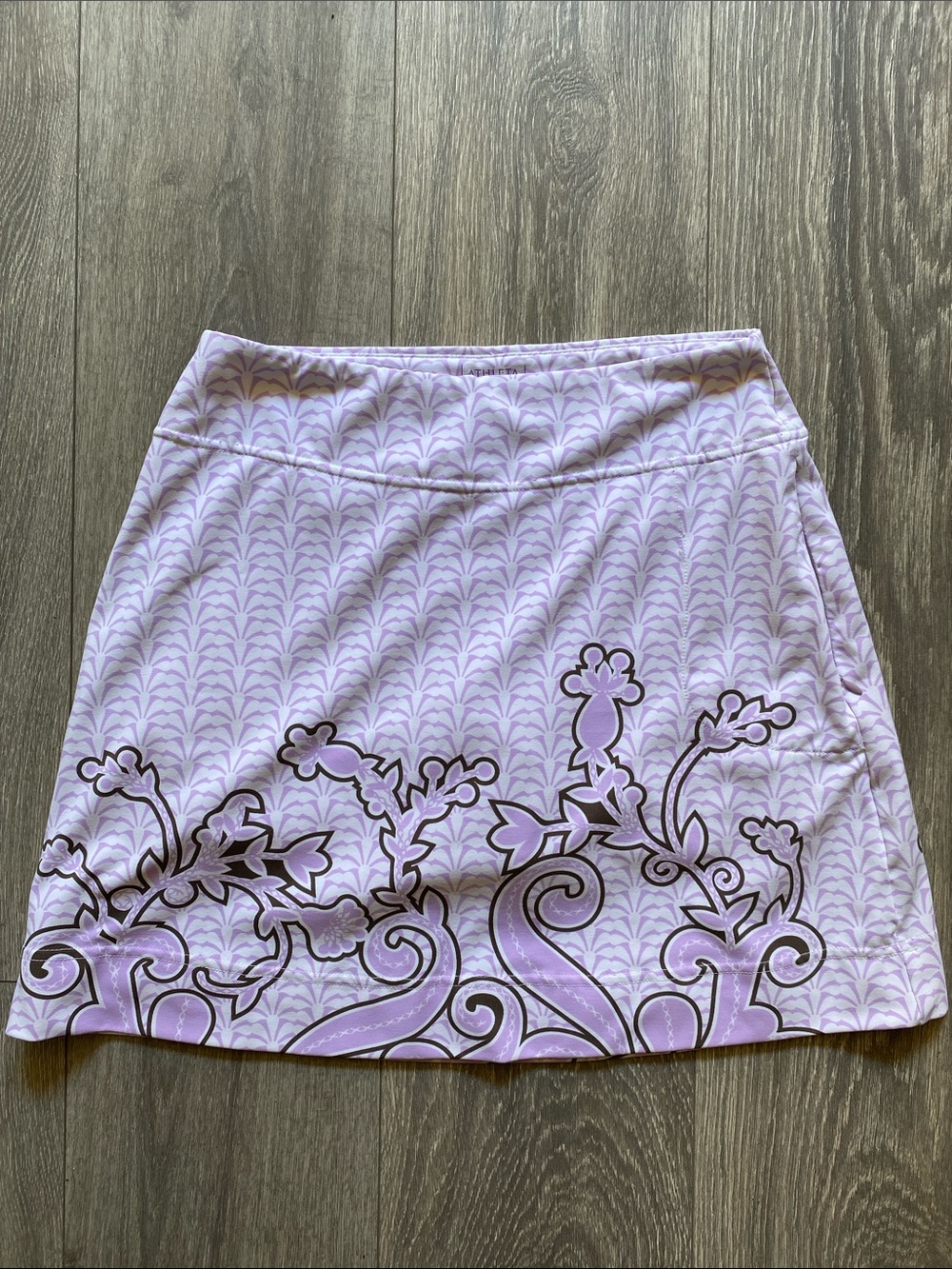 Vintage Athleta Lavender Floral-Trim Mini Skirt tennis skirt invisible pockets